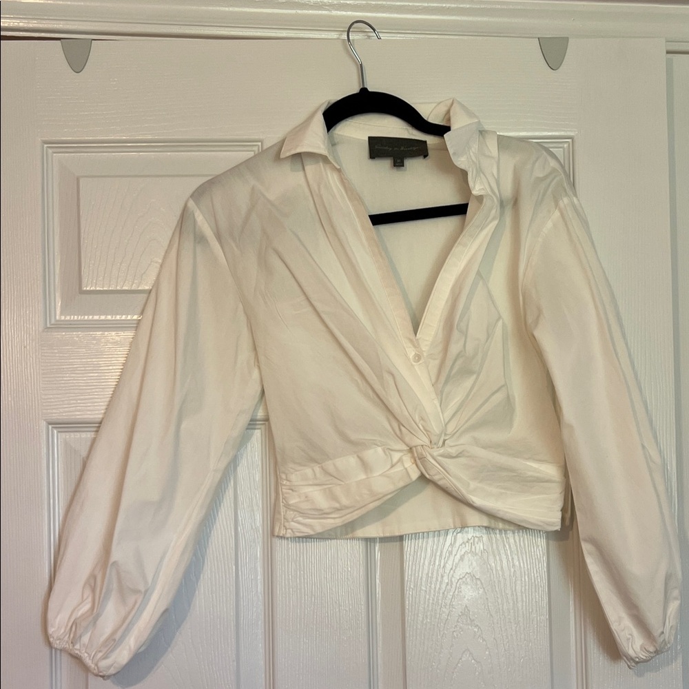 Sunday in Brooklyn Cream Twist Front Blouse
